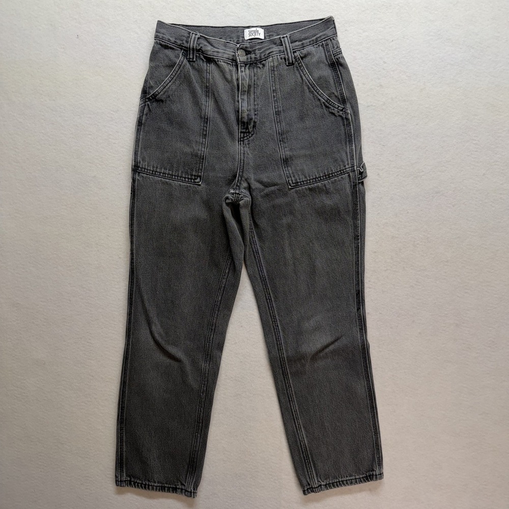 Simple Society Carpenter‎ Jeans Womens 7/28 High Rise Black Denim 28x27